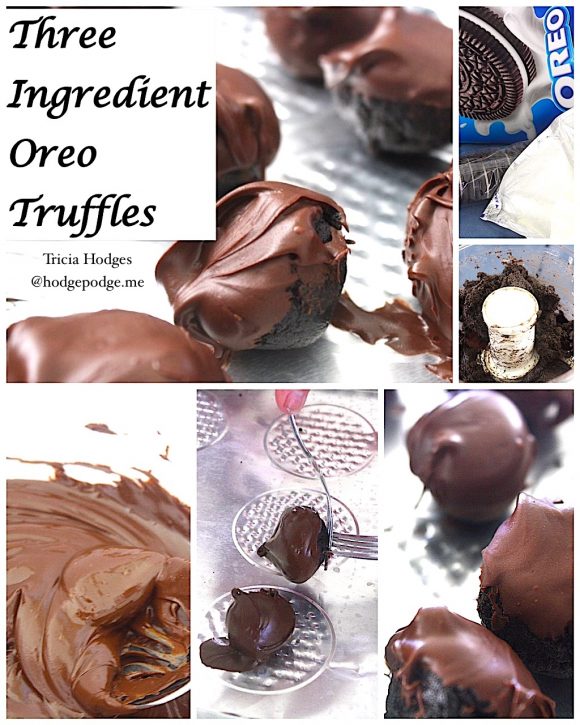 Just three ingredients for this Oreo® Truffles recipe. Oreo® cookies, cream cheese and melted chocolate morsels. Three steps to yum!