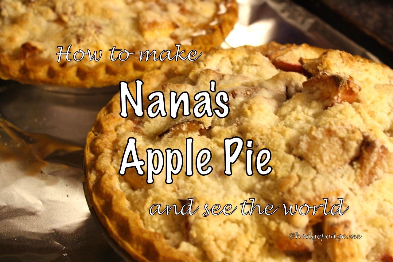 There are plenty of different apple pie versions out there but this is my mama’s – Nana's Apple Pie Recipe. The one that she wrote in the red and white checked I'm Writing My Own Cookbook and perfect to complement How to Make an Apple Pie and See the World!