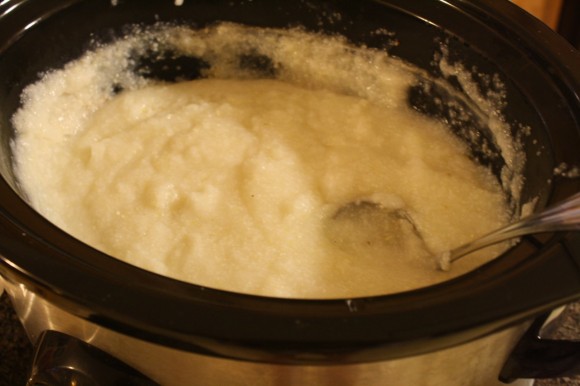 Overnight slow cooker grits are a bowl full of comfort on a cool morning. A delicious highlight for brunch. Simple and easy to tuck in the slow cooker.