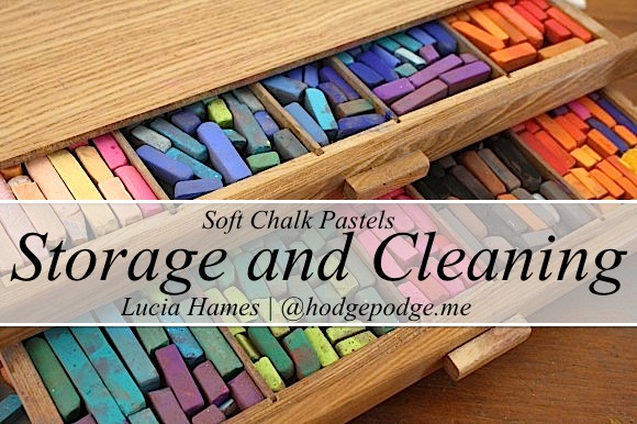 When working with chalk pastels, it makes sense to protect the soft chalk pastel sticks. More on soft chalk pastel storage and cleaning.