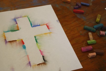 cross with pastels