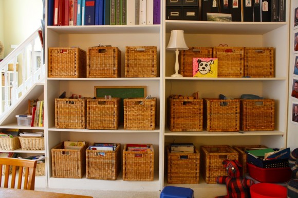 IKEA baskets for homeschool