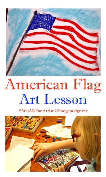Any time is a great time for a patriotic art project. Flag Day, Memorial Day, Independence Day and Veteran's Day. You can create a beautiful American flag any time of the year with this American Flag Chalk Pastel Art Tutorial!