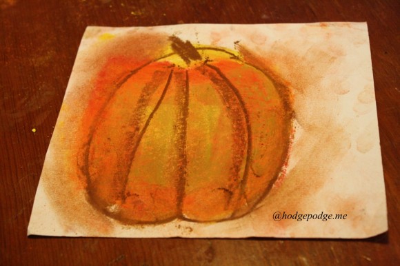 pumpkin chalk pastel painterly effect