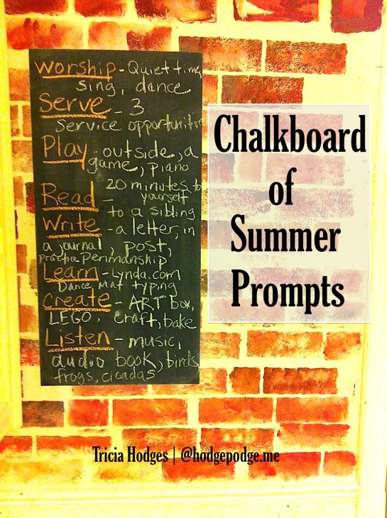 Chalkboard of Summer Prompts at Hodgepodge