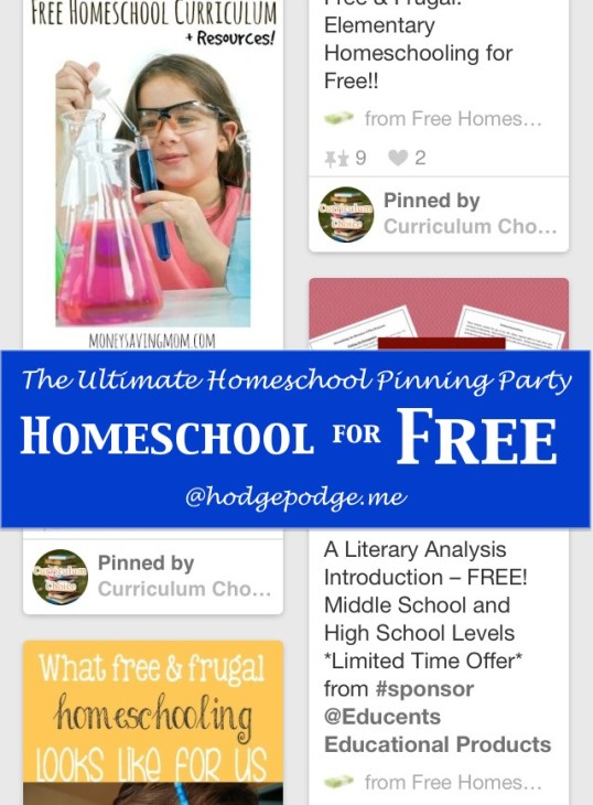 Homeschool for Free at The Ultimate Homeschool Pinning Party!