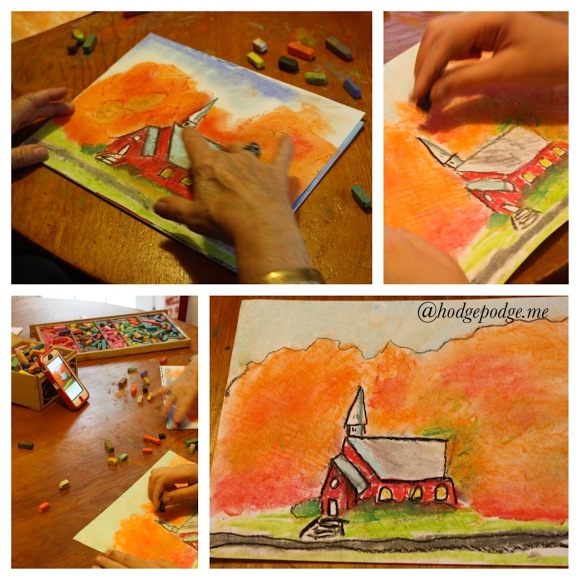 Little church in the woods art tutorial at Hodgepodge