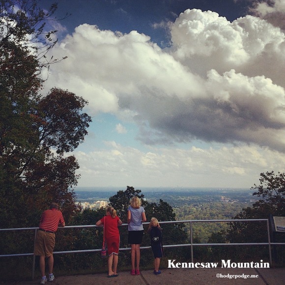 Top of Kennesaw Mountain with view of Stone Mountain