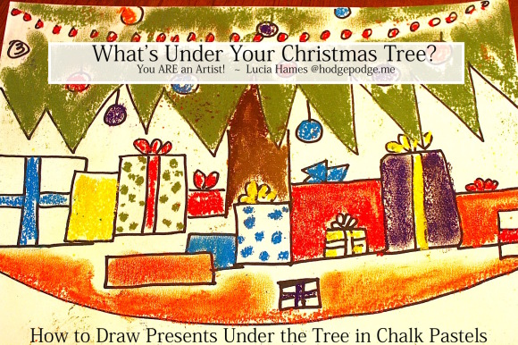 How to Draw Presents Under the Tree in Chalk Pastels