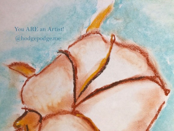 Draw a cotton boll with chalk pastels