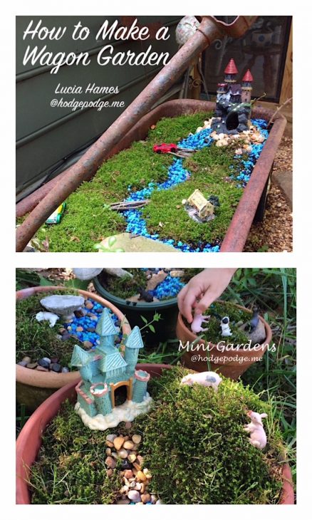 Step-by-step how to make a wagon garden with ideas for individual garden pots with themes matching favorite books. I think that I can say that this is an artistic project and remind you all that you ARE artists!