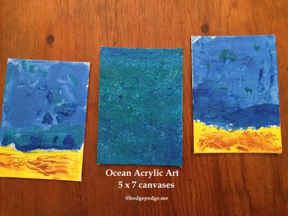 Ocean in Acrylics 5x7 canvases