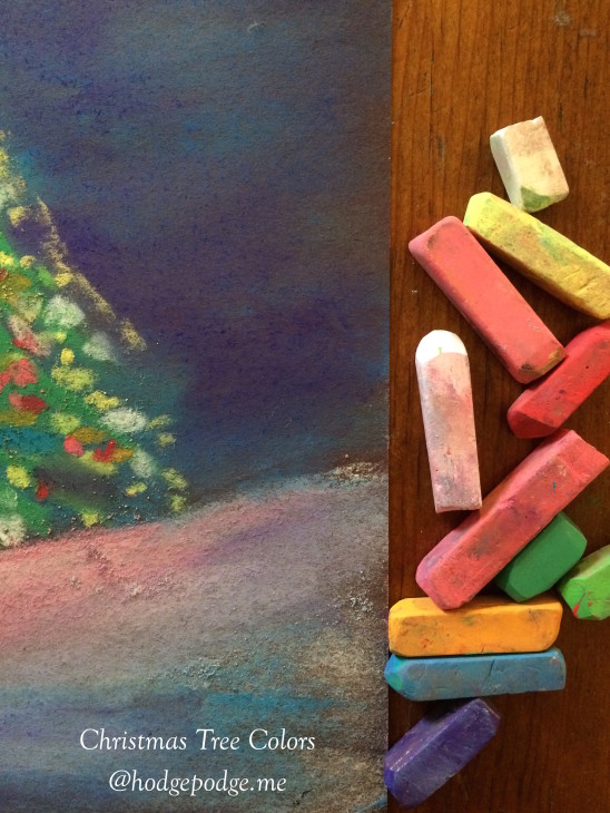Glowing Christmas Tree Chalk Pastel Colors