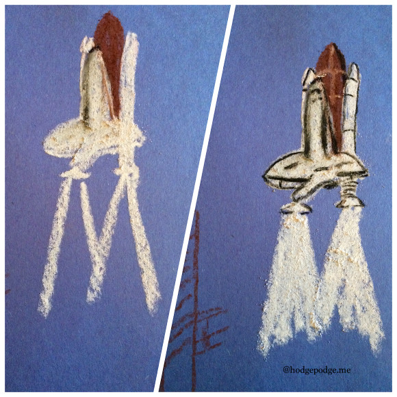 Space Shuttle Blast Off Art Tutorial for All Ages