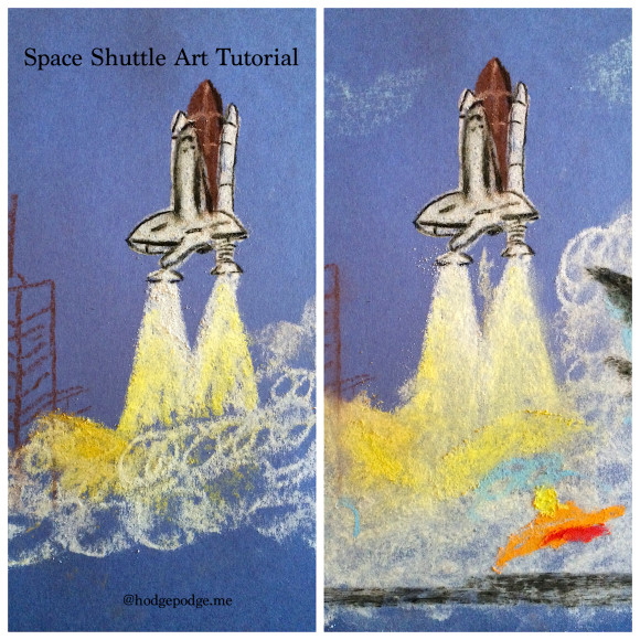 Space shuttle chalk pastel art tutorial