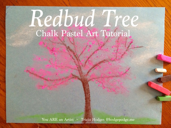 Chalk Pastel Spring Redbud Tree for you and your artists! Simple and fun art for all ages.