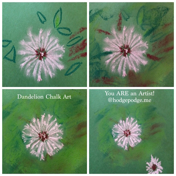 Painting a background for dandelion in chalk pastels
