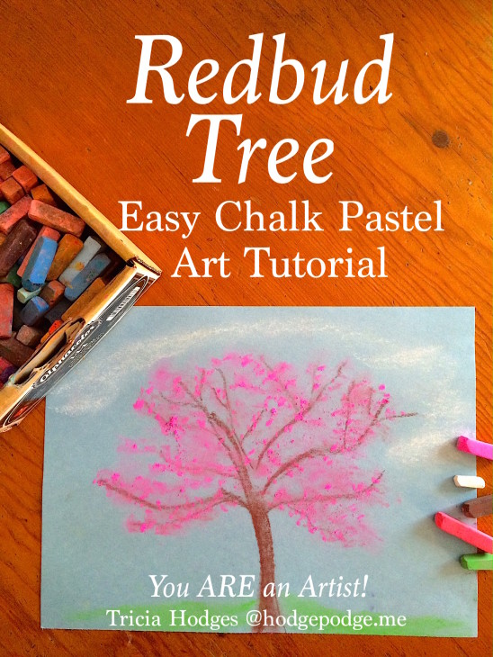 Redbud Tree Chalk Pastel Art Tutorial - beautiful spring color in a simple tutorial you and your artists can complete in about 5-10 minutes!