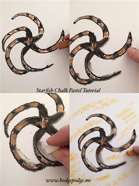 Starfish Chalk Pastel Art Tutorial Steps 2