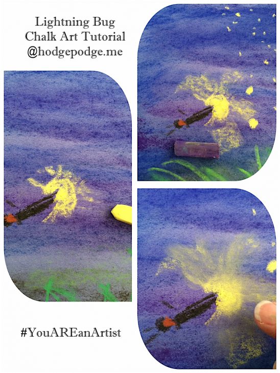 Lightning Bug Chalk Art Tutorial steps