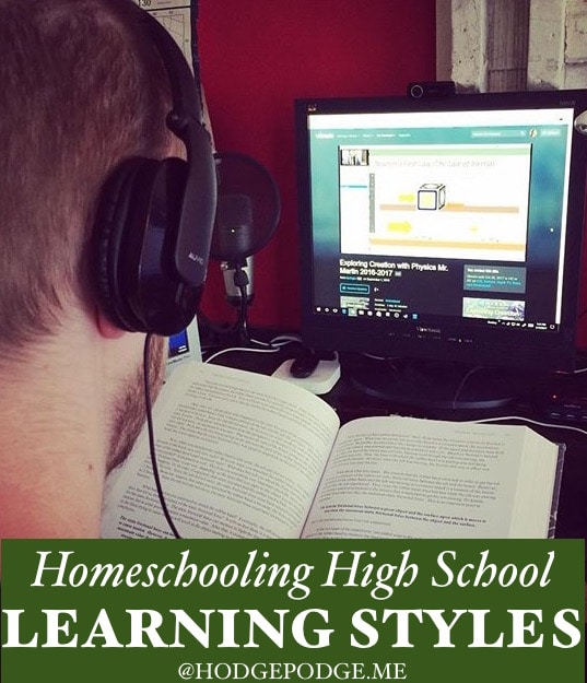 Homeschooling High School - I'm grateful for such a thing as homeschool high school learning styles and being able to meet the needs with curriculum and schedules.