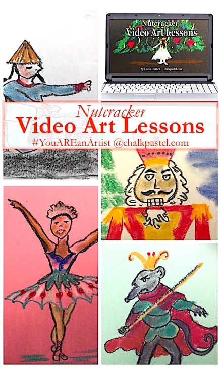 Shall we kick off this season of Christmas art with a Nutcracker Art Lesson? Nana has a whole set of Nutcracker art lessons for your artists!