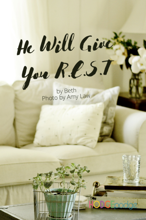 Here’s a question for you, what is rest? Let's define it. Then say “yes” to His invitation today. Come to Him and He will give you R.E.S.T.