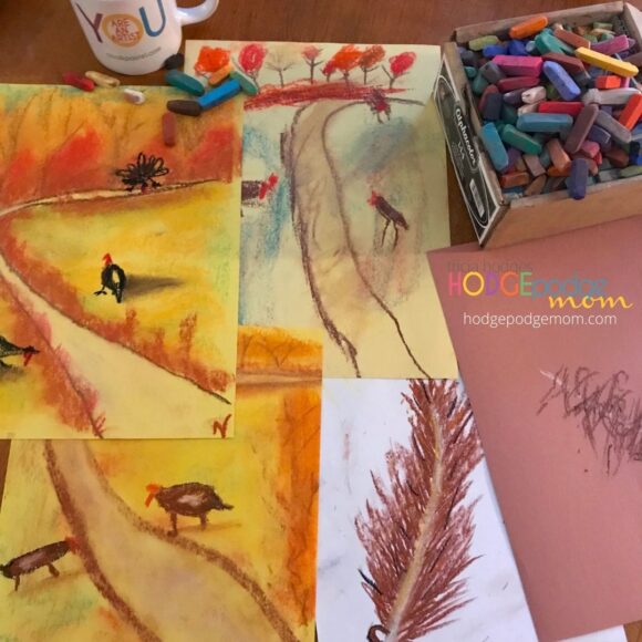 Show off your Thanksgiving art and all your paintings during your Thanksgiving homeschool celebration.