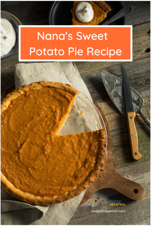 Nana's sweet potato pie recipe is a classic for Thanksgiving or Christmas. Or just for a fall celebration. Simple ingredients and simply delicious.